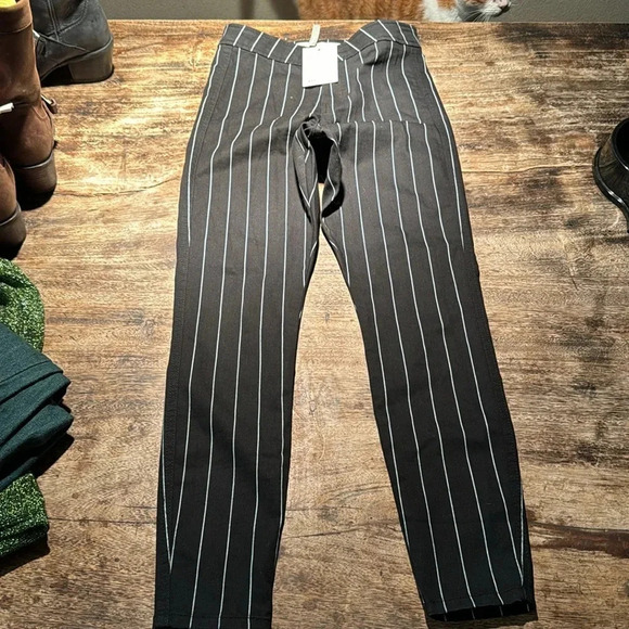 ASOS denim pinstrip cigarette pants nwt size 28 - Picture 4 of 7